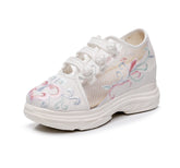 Trendy Height Increasing Insole Embroidered Thickened Canvas Shoes Newgew