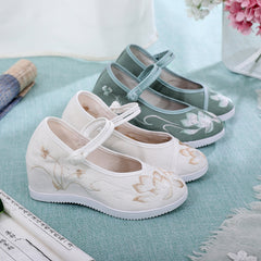 Women's Height Increasing Insole Round Toe Old Cloth Canvas Shoes Newgew