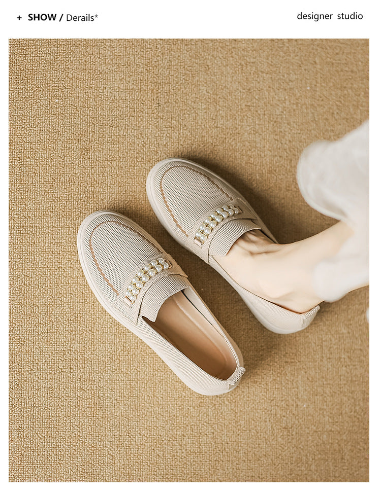 Fly Woven Flat Pearl Slip-On Loafers NewGew