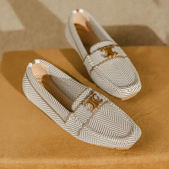 Flat Soft Sole Flying Woven Square Toe Loafers NewGew