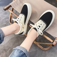 Korean Style Color Matching Stitching Female Cute Canvas Shoes Newgew