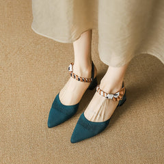 Ribbon Pointed Toe Woven High Heels newgew