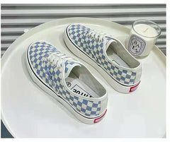 Spring Female Korean Style Chessboard Plaid Canvas Shoes Newgew