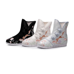 Women's Embroidered Height Increasing Insole Ethnic Style Boots Newgew