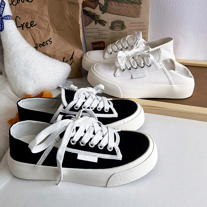 Women's Summer Thin Retro Breathable White Wild Canvas Shoes Newgew