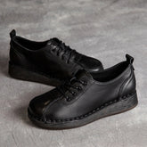 Women Retro Leather Soft Wedge Casual Work Shoes Newgew Shoes