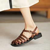Women Retro Plaited Leather Flat Casual Summer Sandals Newgew Shoes