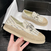 Women's Woven Flat Cloth Platform Slip-on Lofter Canvas Shoes Newgew
