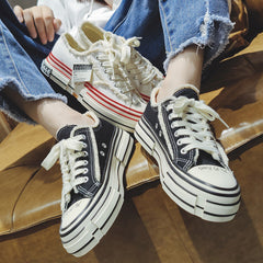 Women's & Men's Beggar Vulcanized Thick Sole Height Increasing Low Canvas Shoes Newgew