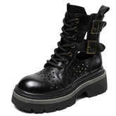 Women Retro Hollow Cutout Leather Boots Newgew Shoes