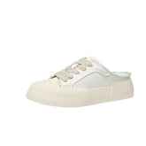 Women's Summer Thick Bottom Satin White Canvas Shoes Newgew