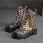 Women Retro Casual Leather Thick Sole Boots Newgew Shoes