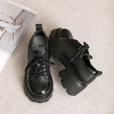 Women Retro Leather Chunky Platform Casual Shoes Newgew Shoes