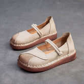 Women Retro Patchwork Leather Flat Casual Shoes Newgew Shoes