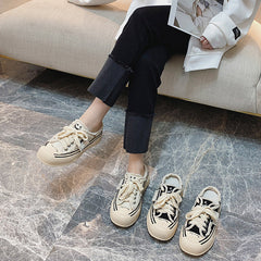 Women's Thick Bottom Slip-on Dad Height Increasing Leisure Canvas Shoes Newgew