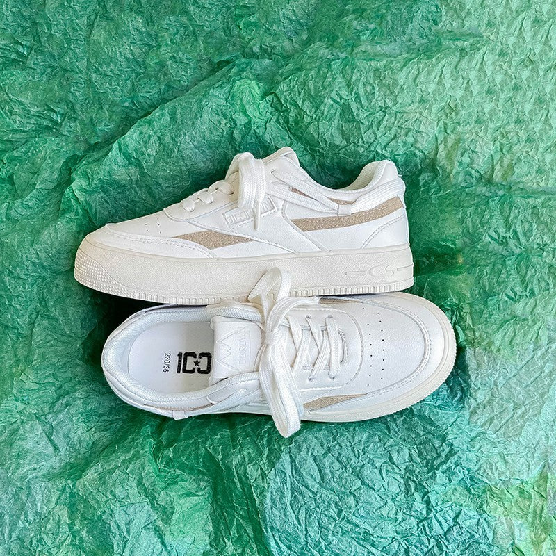 Classic Women's White Thick-soled Fashionable Sports Canvas Shoes Newgew