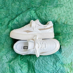 Classic Women's White Thick-soled Fashionable Sports Canvas Shoes Newgew