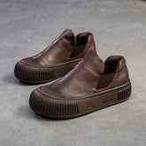 Women Retro Minimalist Leather Flat Casual Shoes Newgew Shoes