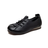 Women Retro Soft Leather Flat Casual Shoes Newgew Shoes