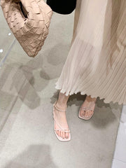 Square Toe Cross Strap Flat Thong Sandals Newgew