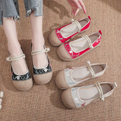 Women's Big Head Embroidered Old Beijing Cloth Single Canvas Shoes Newgew