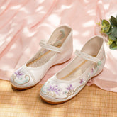 Summer Old Beijing Female Antique Style Embroidery Height Canvas Shoes Newgew