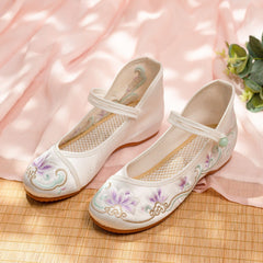 Summer Old Beijing Female Antique Style Embroidery Height Canvas Shoes Newgew