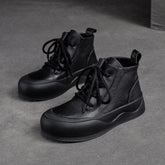 Women Retro Minimalist Leather Flat Ankle Boots Newgew Shoes