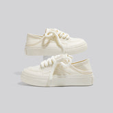 Women's Breathable Two-way White Slip-on Lazy Step-on Canvas Shoes Newgew
