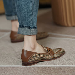 Puzzle Handmade Plaid Loafers Newgew