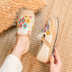 Glamorous Cross Stitch Colorful Peacock Industry Canvas Shoes Newgew