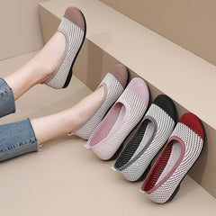 Women's Cloth Summer Breathable Hollowed Slip-on Soft Canvas Shoes Newgew