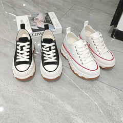 Women's Platform Height Increasing Insole Wave Bottom Canvas Shoes Newgew