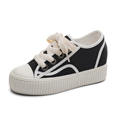 Women's Platform Hidden White Skate Biscuits Canvas Shoes Newgew