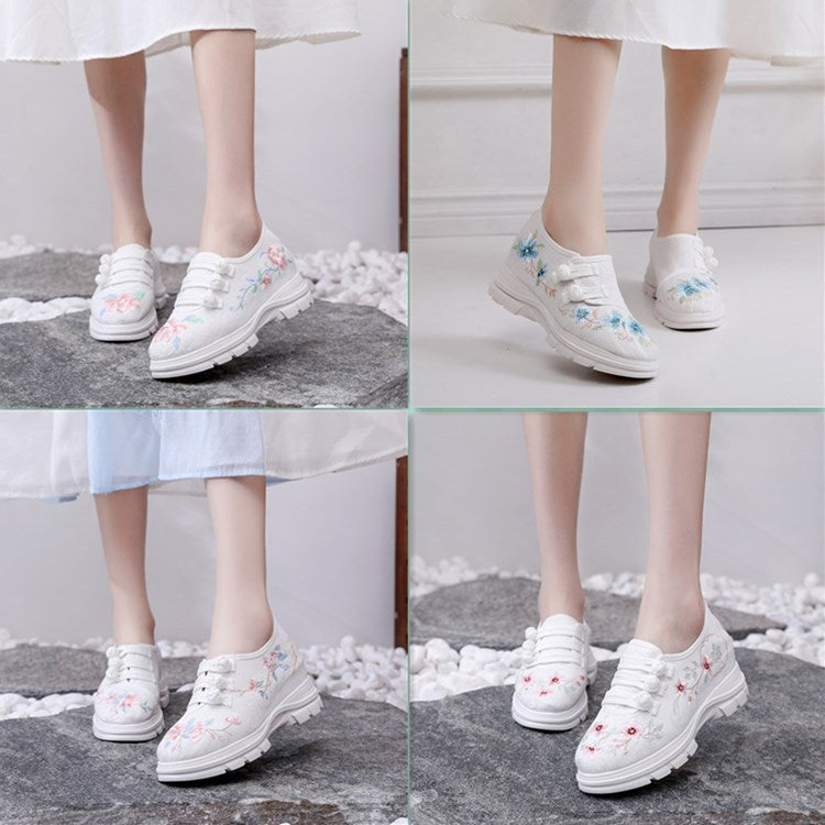 Women's Sun Ethnic Style Embroidered Height Canvas Shoes Newgew