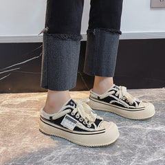 Women's Thick Bottom Slip-on Dad Height Increasing Leisure Canvas Shoes Newgew