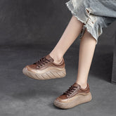 Women Minimalist Leather Comfort Thick Soled Casual Shoes Newgew Shoes