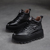 Women Minimalist Cowhide Chunky Platform Casual Shoes Newgew Shoes