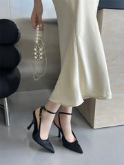 Satin cap-toe slingback high heels NewGew