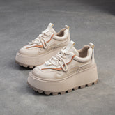 Women Retro Leather Platform Casual Shoes Newgew Shoes