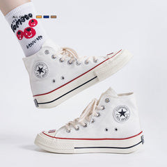 Popular Summer High Top White Canvas Shoes Newgew