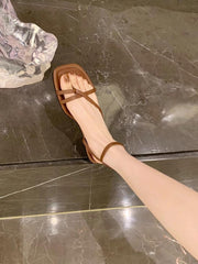Square Toe Cross Strap Flat Thong Sandals Newgew