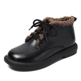 Women Retro Minimalist Furred Winter Casual Shoes Newgew Shoes