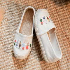 Women's Linen Embroidered Cloth Simple And Breathable Canvas Shoes Newgew