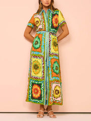 Special Sunflower Print Maxi Dress Newgew Dresses