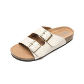 Women Soft Leather Summer Buckle Slides Sandals Newgew Shoes