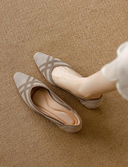 Knitted Pointed Toe Low Heel Shoes Newgew