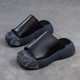Women Retro Soft Leather Casual Thick Soled Slides Newgew Shoes