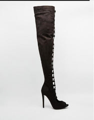 Lace Back Stiletto Boots Newgew