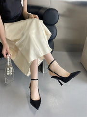 Satin cap-toe slingback high heels NewGew